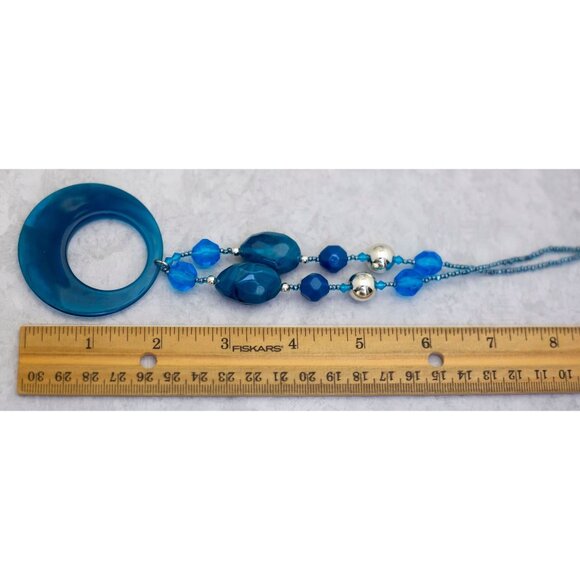 18 Inch, Vintage Blue Moon  Ring Circle Crystal Necklace - CO1 - Picture 3 of 3